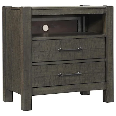 Transitional 2-Drawer Nightstand with Outlets